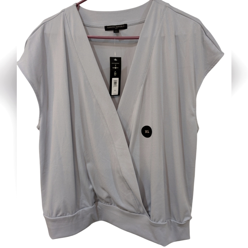 Banana Republic Factory Light Grey Wrap Top